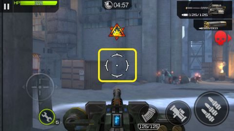 照準が常に中心に来るように機関銃が向きを変えます。