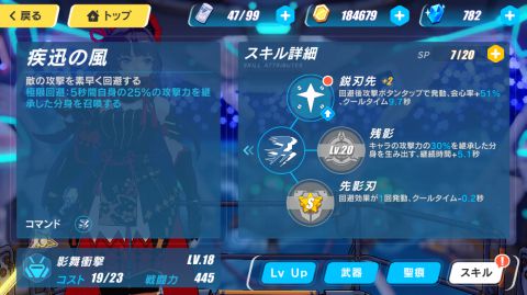 スキルにはキャラのランクやレベルで習得が制限されるものもあります。