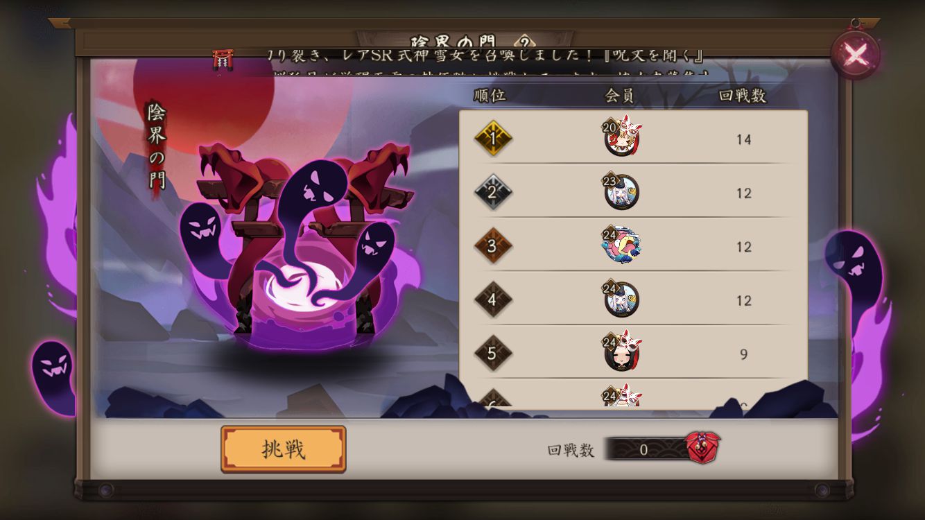 狩り戦は決められた時間にしか挑めません。