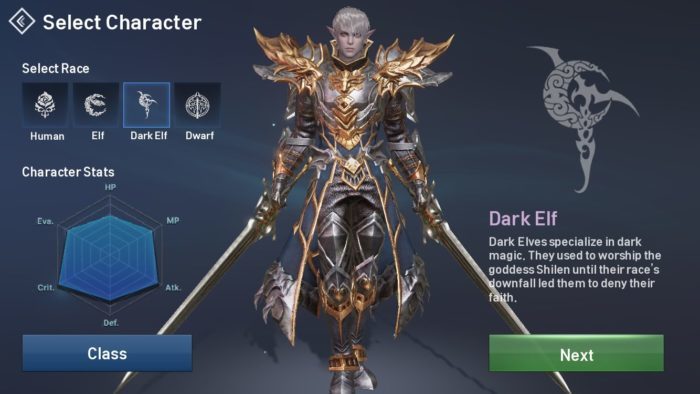 ダークエルフのステータス